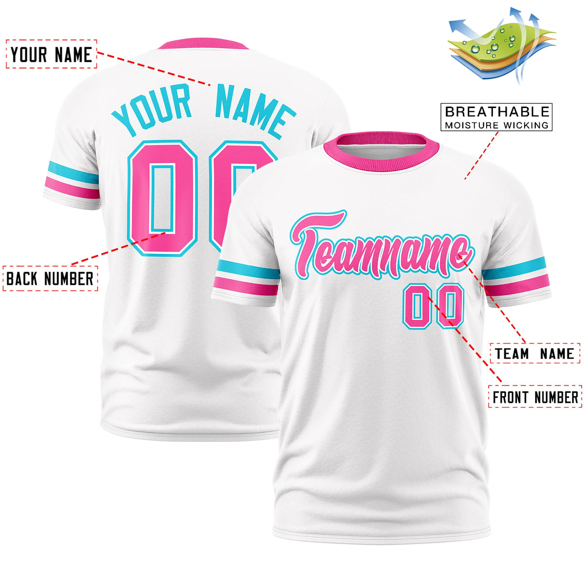 Custom White Pink Classic Style Stripe Fashion T-shirt| KXKSHOP