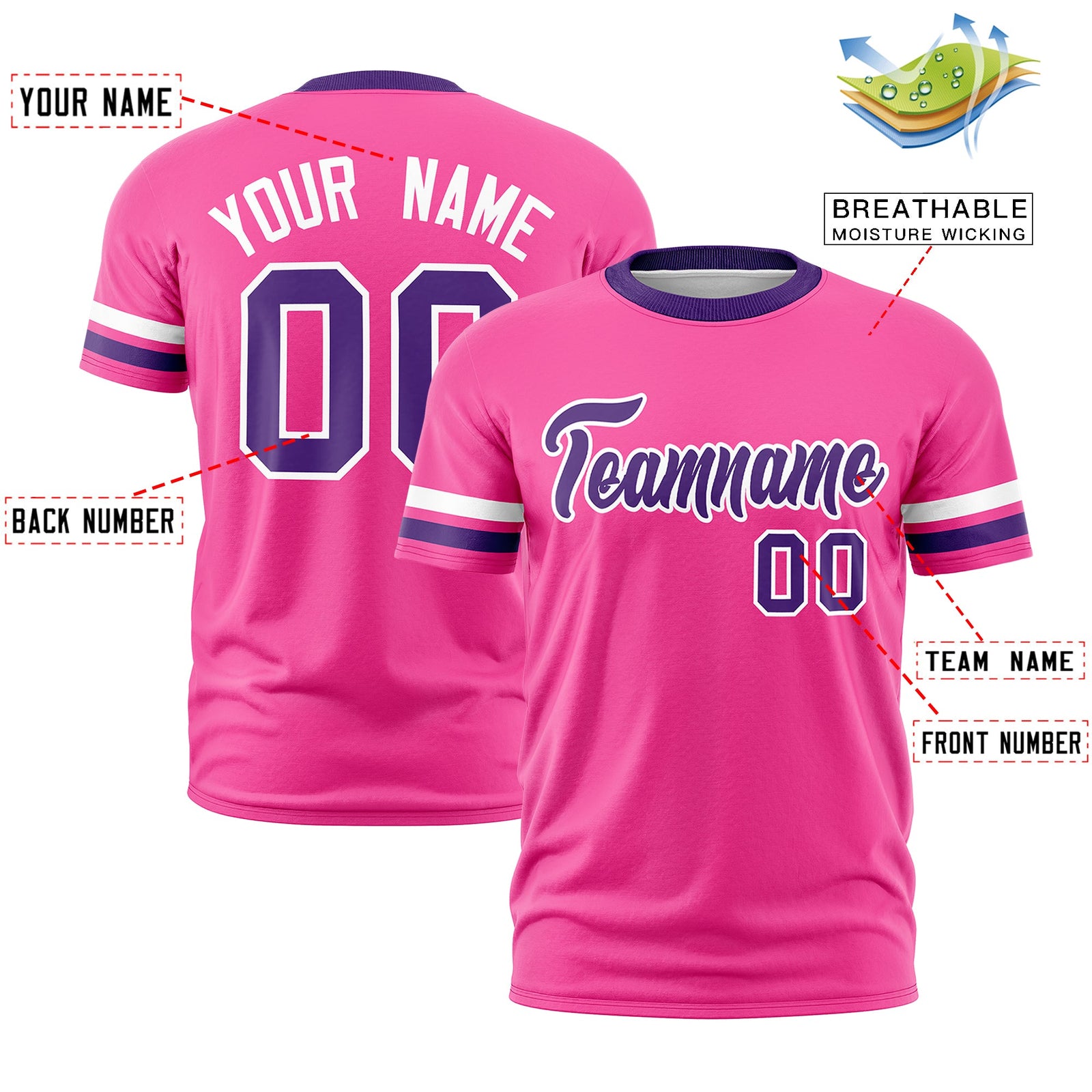 Custom Pink Purple Classic Style Stripe Fashion T-shirt| KXKSHOP