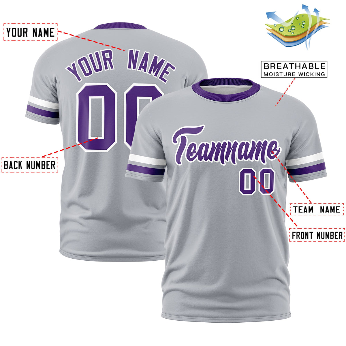 Custom Gray Purple Classic Style Stripe Fashion T-shirt| KXKSHOP