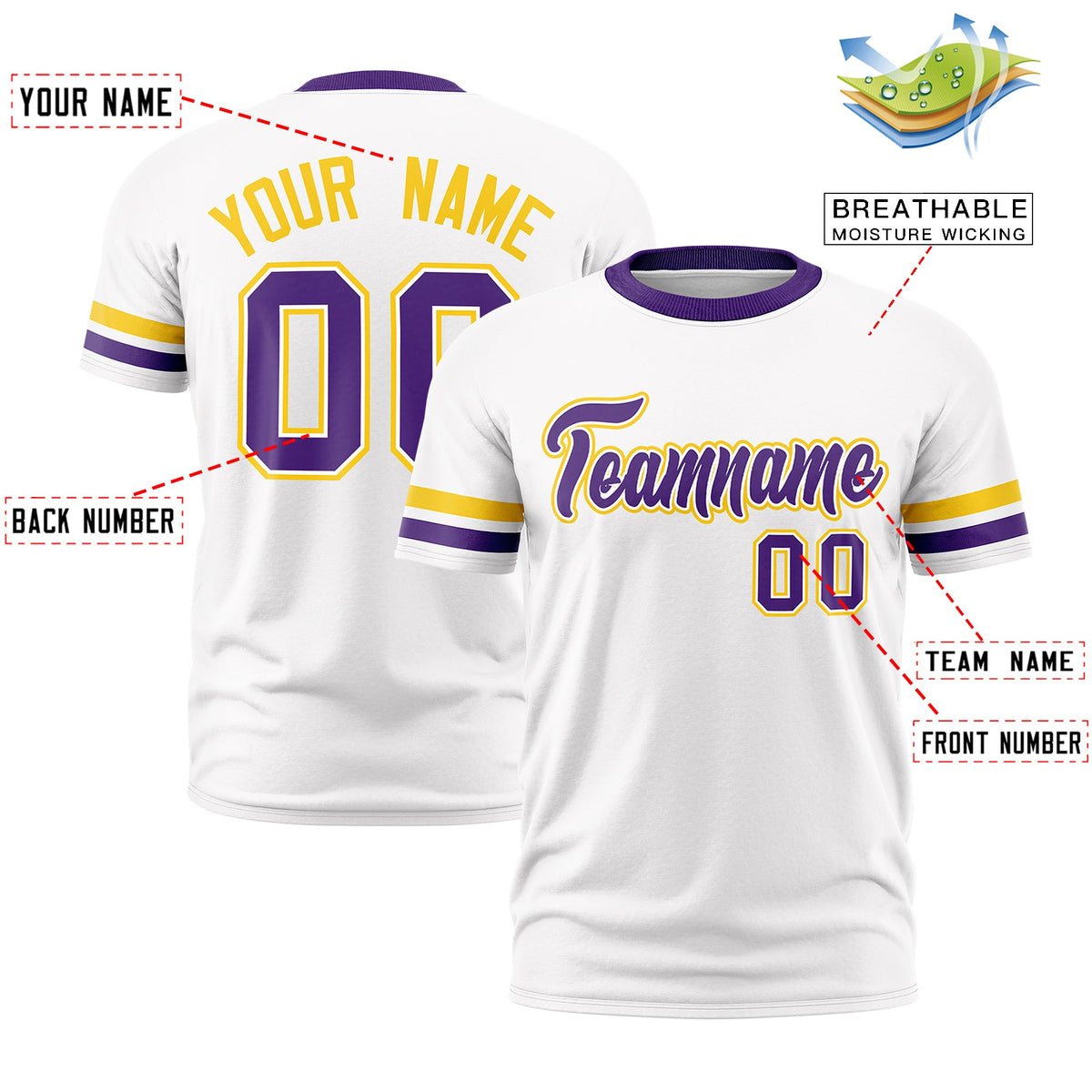 Custom White Purple Classic Style Stripe Fashion T-shirt| KXKSHOP