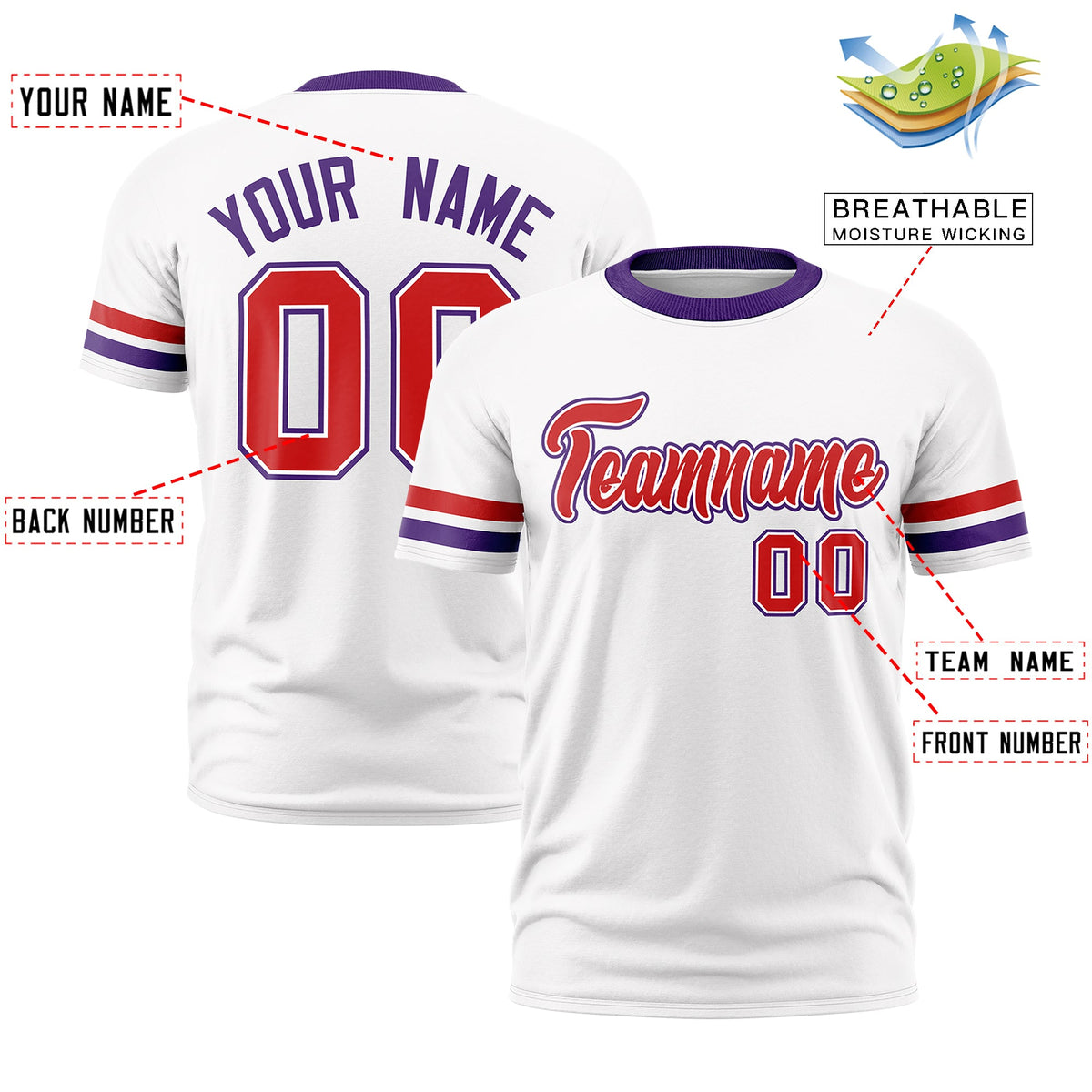 Custom White Purple Classic Style Stripe Fashion T-shirt| KXKSHOP