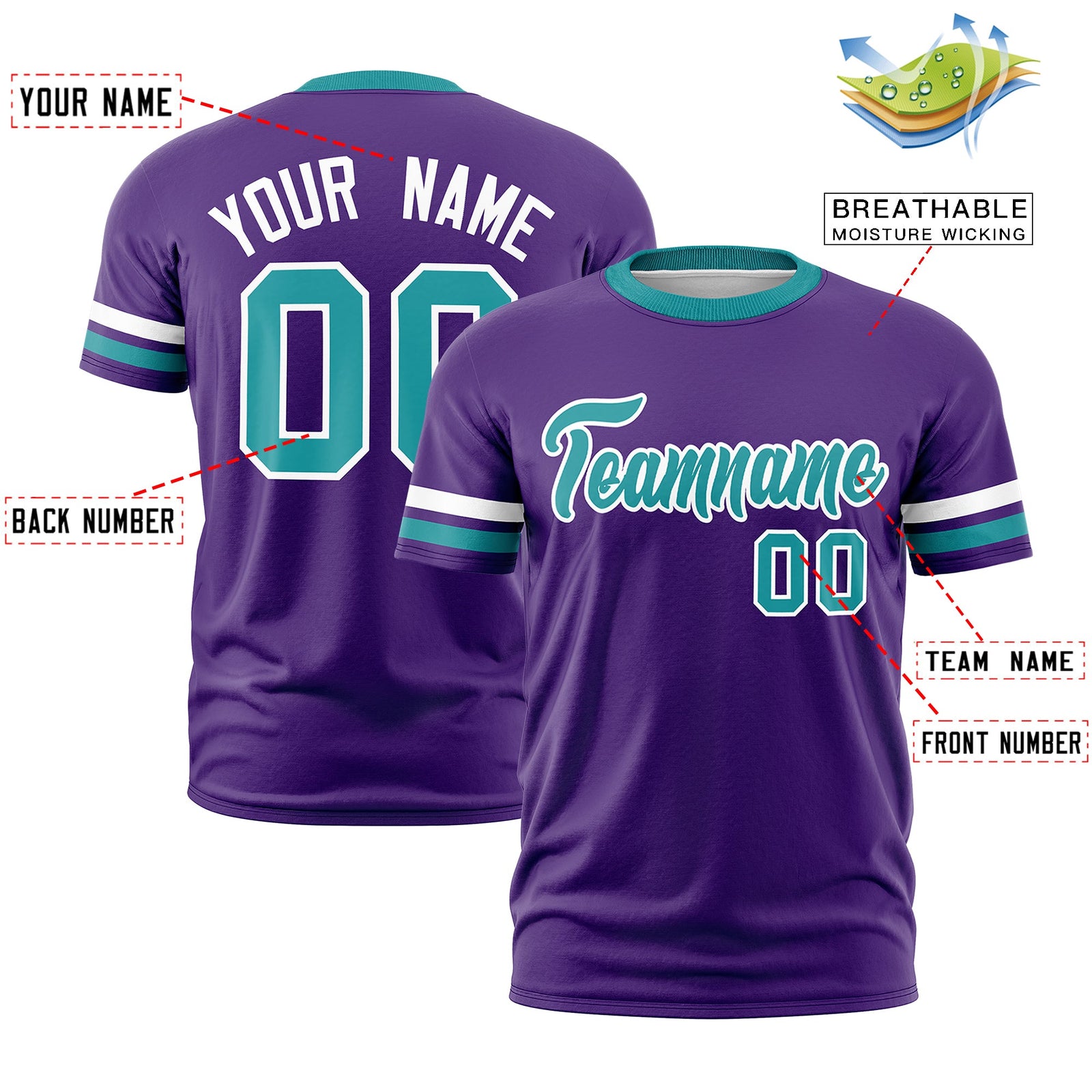Custom Purple Aqua Classic Style Stripe Fashion T-shirt| KXKSHOP