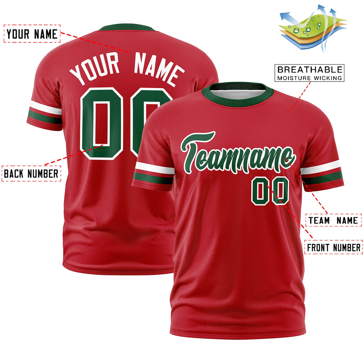 Custom Red Green Classic Style Stripe Fashion T-shirt| KXKSHOP
