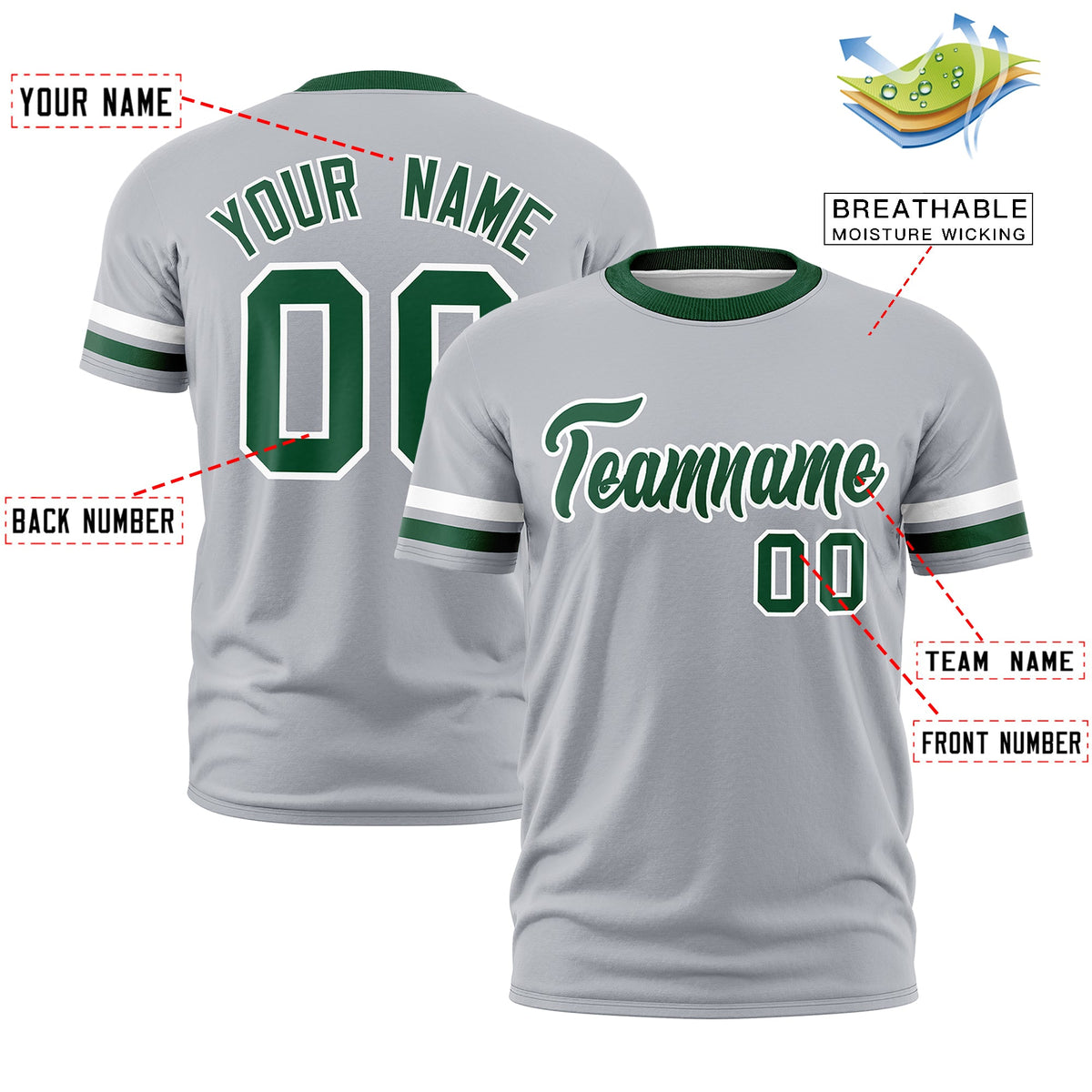 Custom Gray Green Classic Style Stripe Fashion T-shirt| KXKSHOP