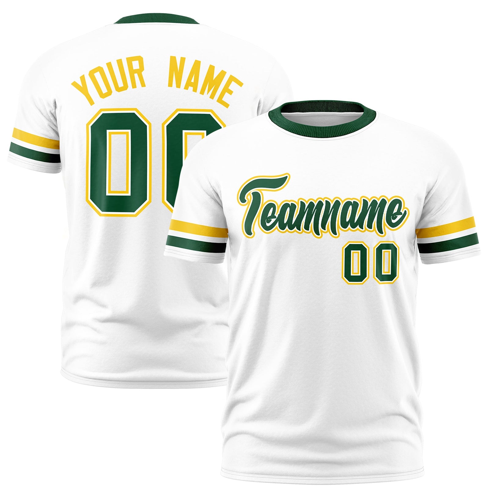 Custom White Green Classic Style Stripe Fashion T-shirt| KXKSHOP