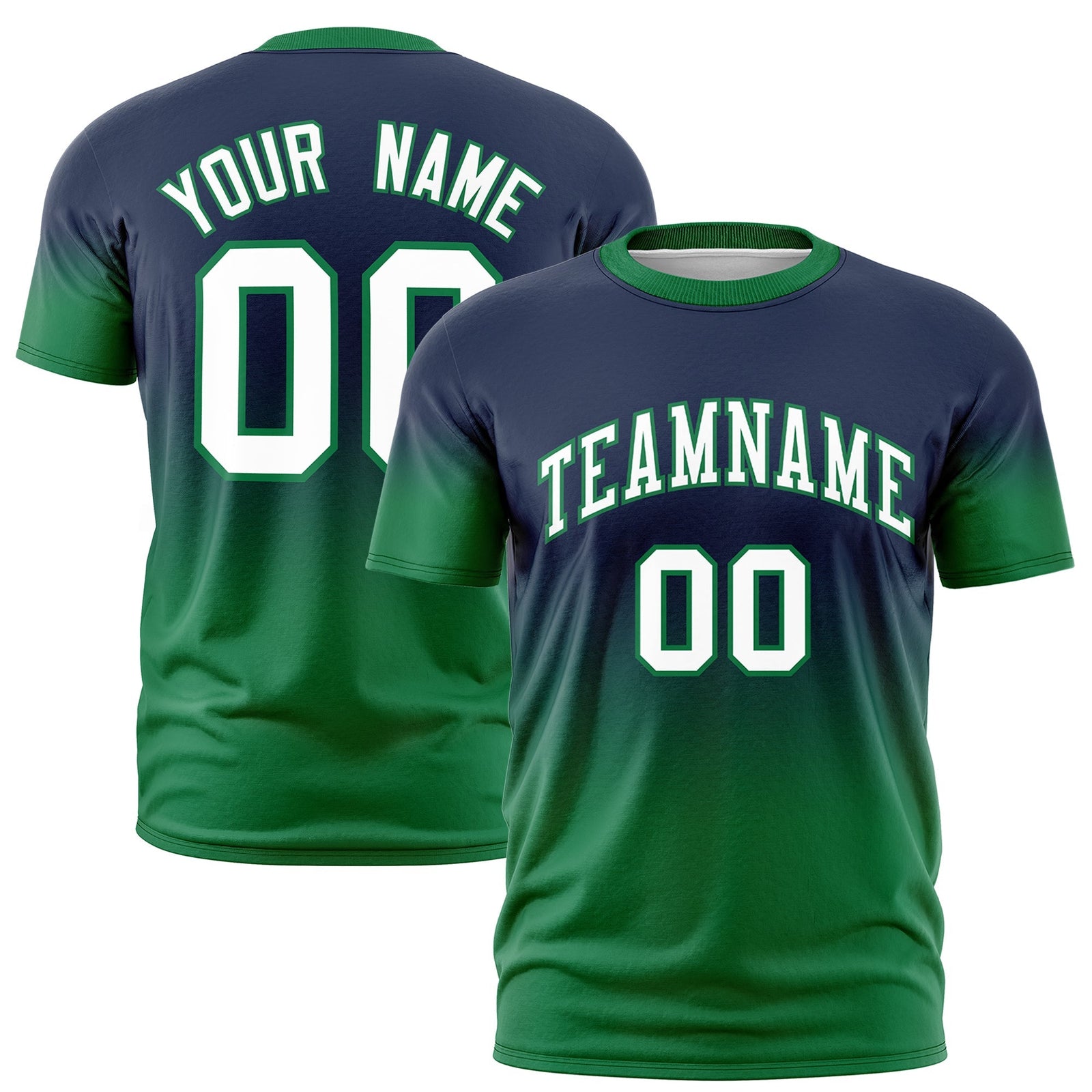 Custom Navy White Kelly Green Gradient Fashion Lightweight T-shirt| KXKSHOP