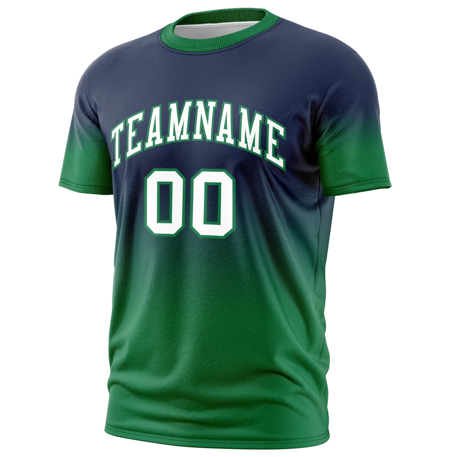 Custom Navy White Kelly Green Gradient Fashion Lightweight T-shirt| KXKSHOP