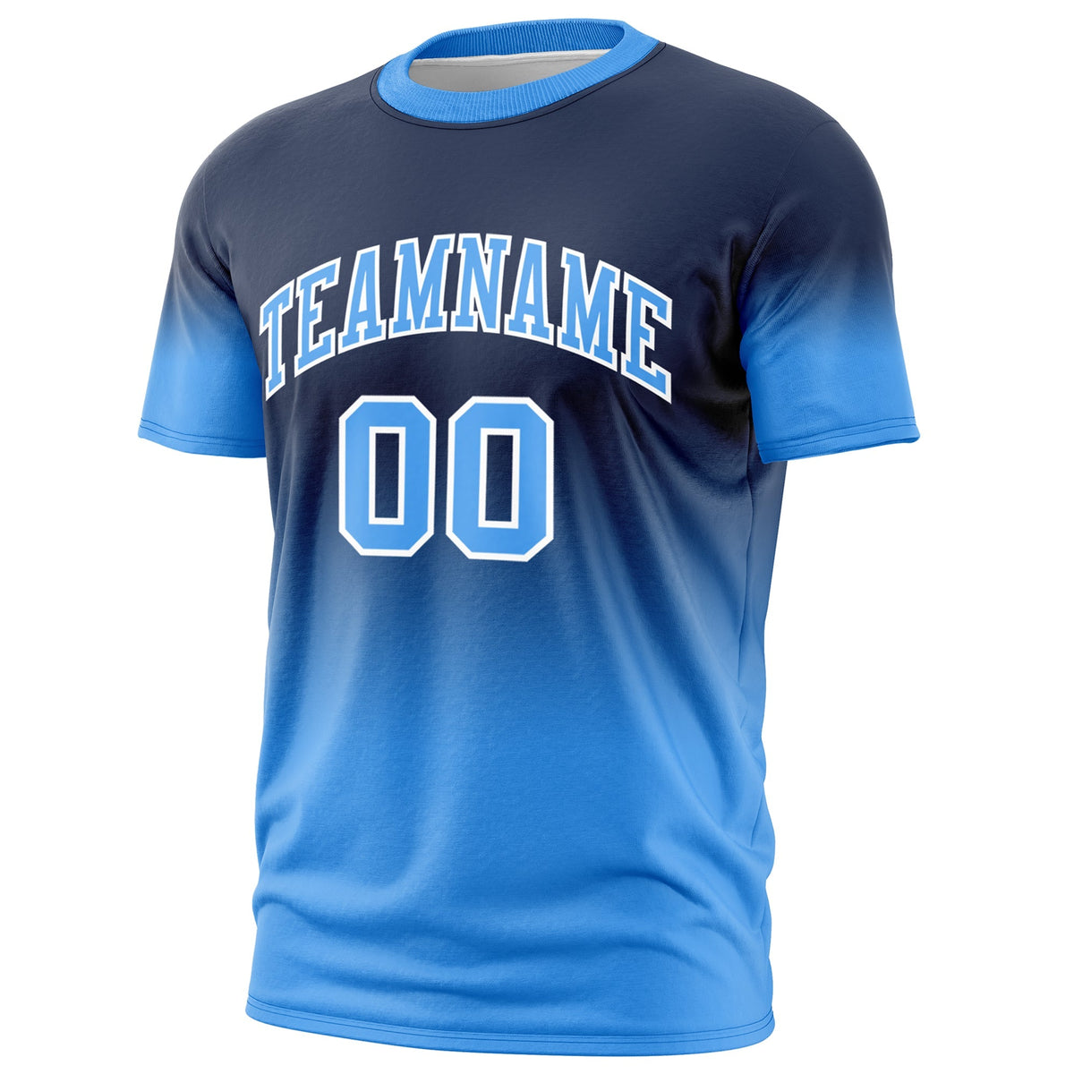 Custom Navy Powder Blue White Gradient Fashion Lightweight T-shirt| KXKSHOP