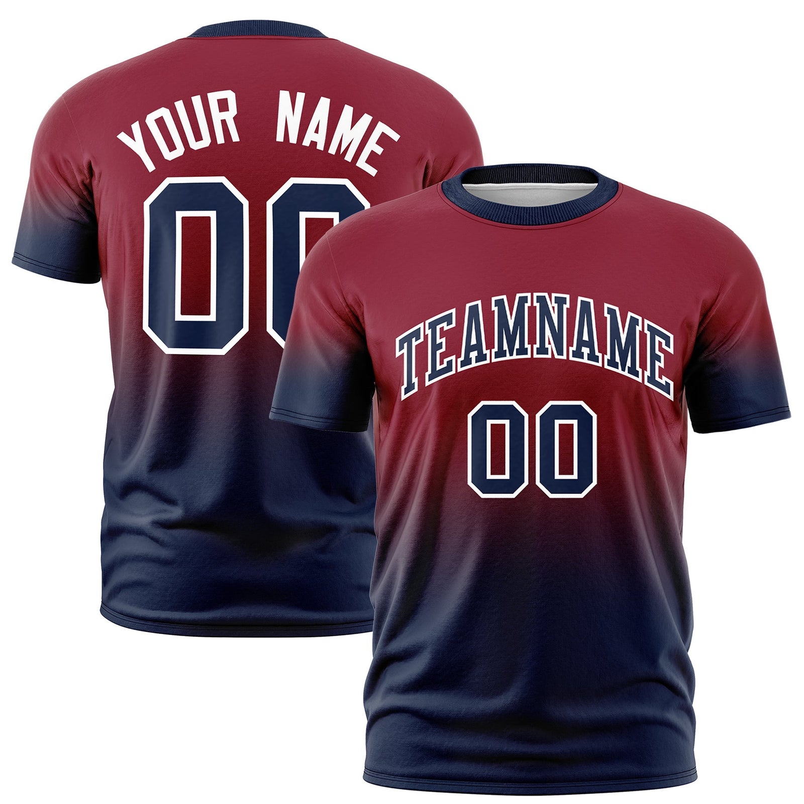 Custom Crimson Navy White Gradient Fashion Lightweight T-shirt| KXKSHOP
