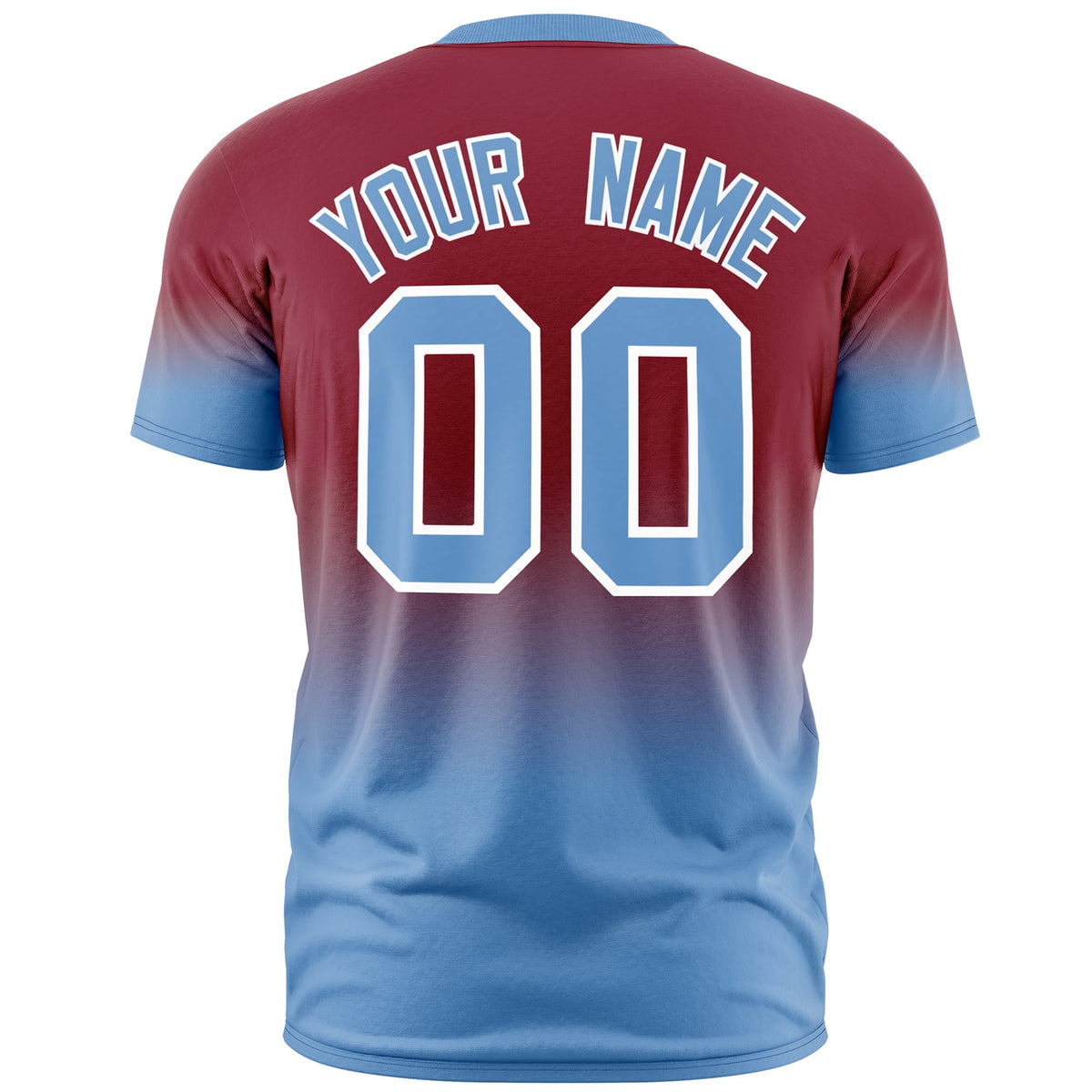 Custom Crimson Light Blue White Gradient Fashion Lightweight T-shirt| KXKSHOP