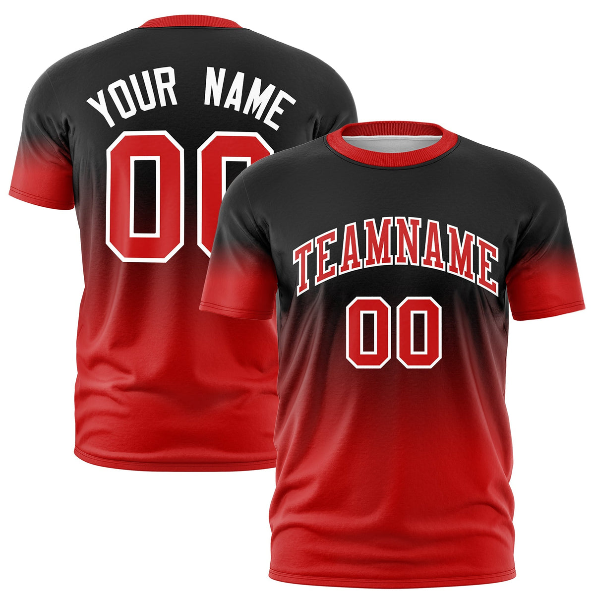Custom Black Red White Gradient Fashion Quick Dry T-shirt| KXKSHOP