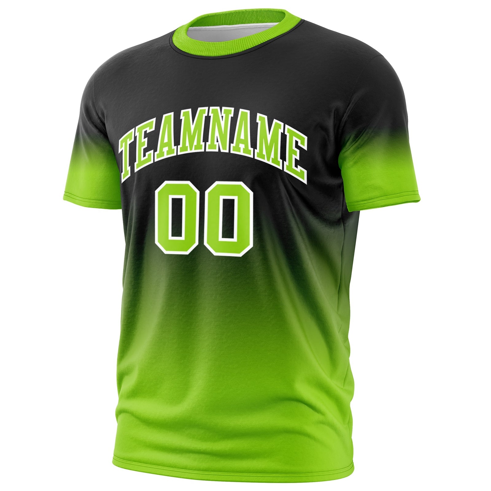 Custom Black Neon Green White Gradient Fashion Lightweight T-shirt| KXKSHOP