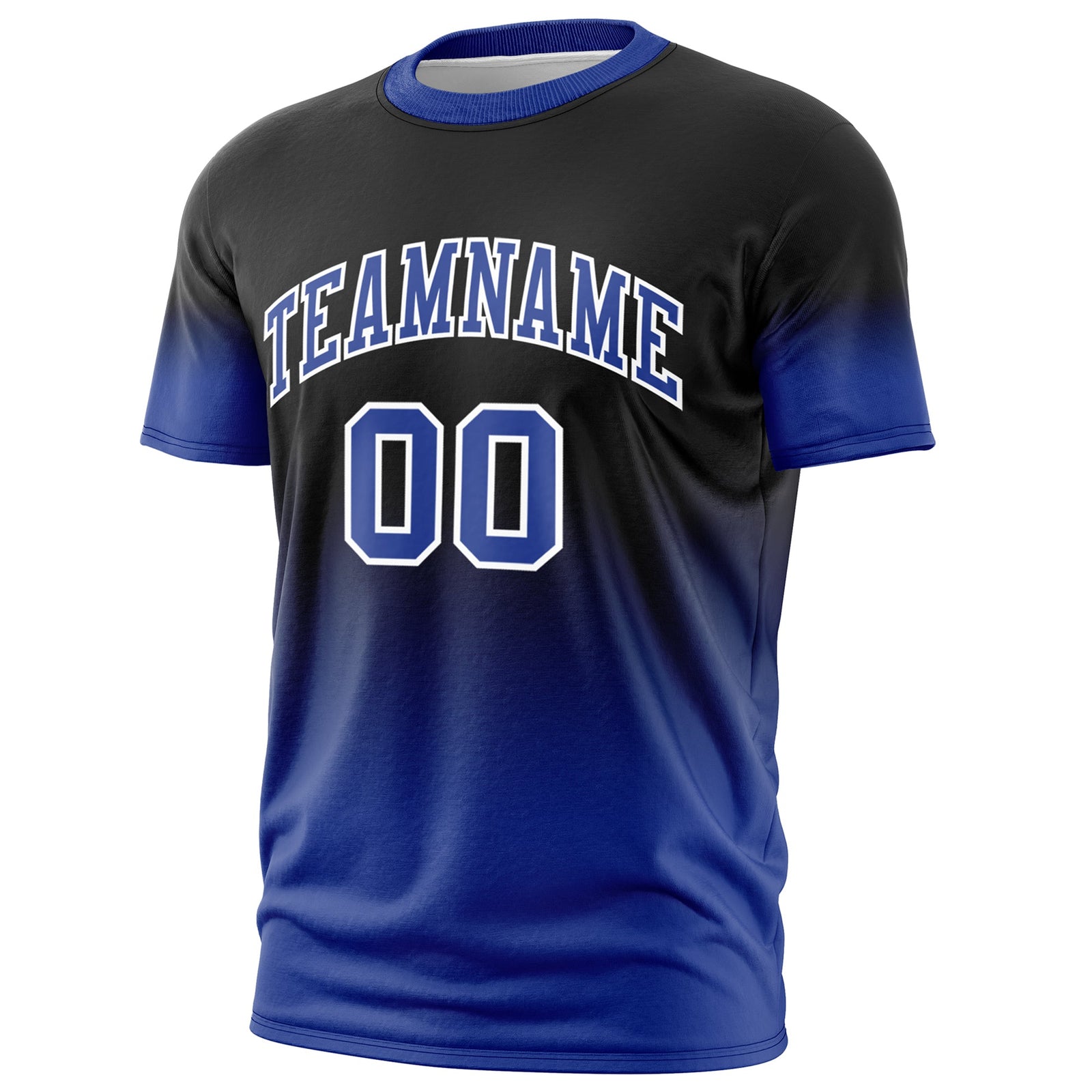 Custom Black Royal Blue White Gradient Fashion Lightweight T-shirt| KXKSHOP