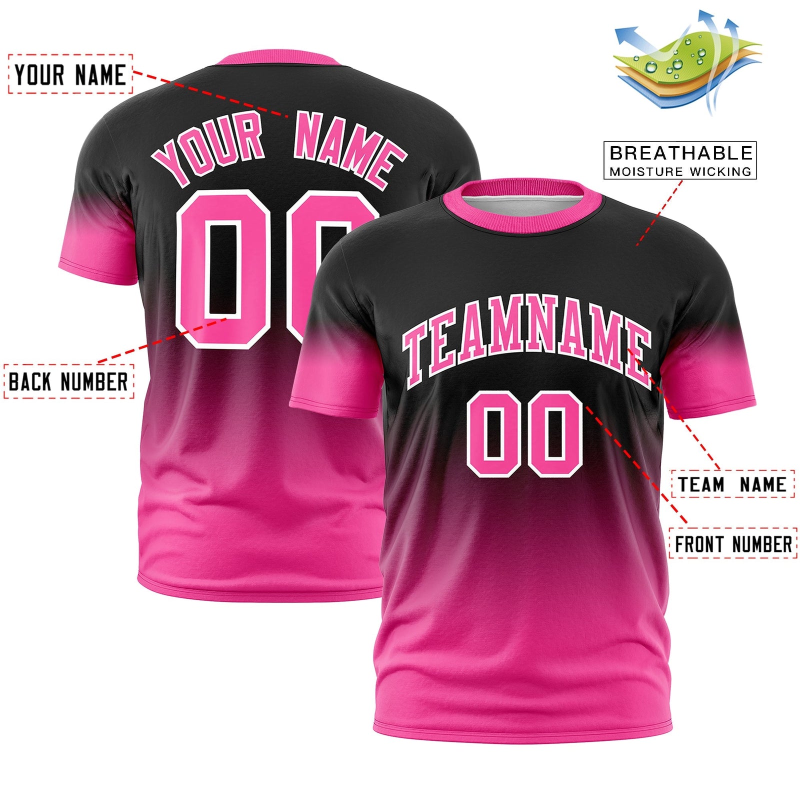 Custom Black Pink White Gradient Fashion Lightweight T-shirt| KXKSHOP