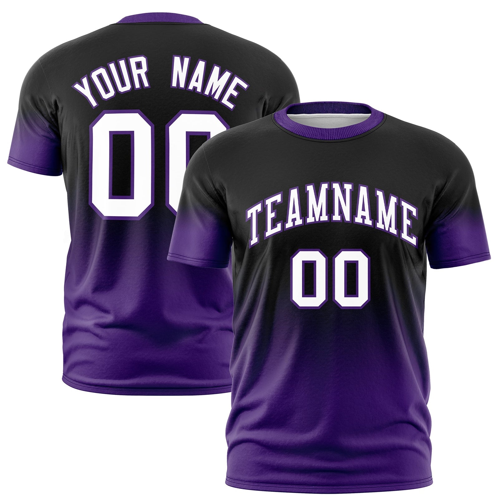 Custom Black White Purple Gradient Fashion Quick Dry T-shirt| KXKSHOP