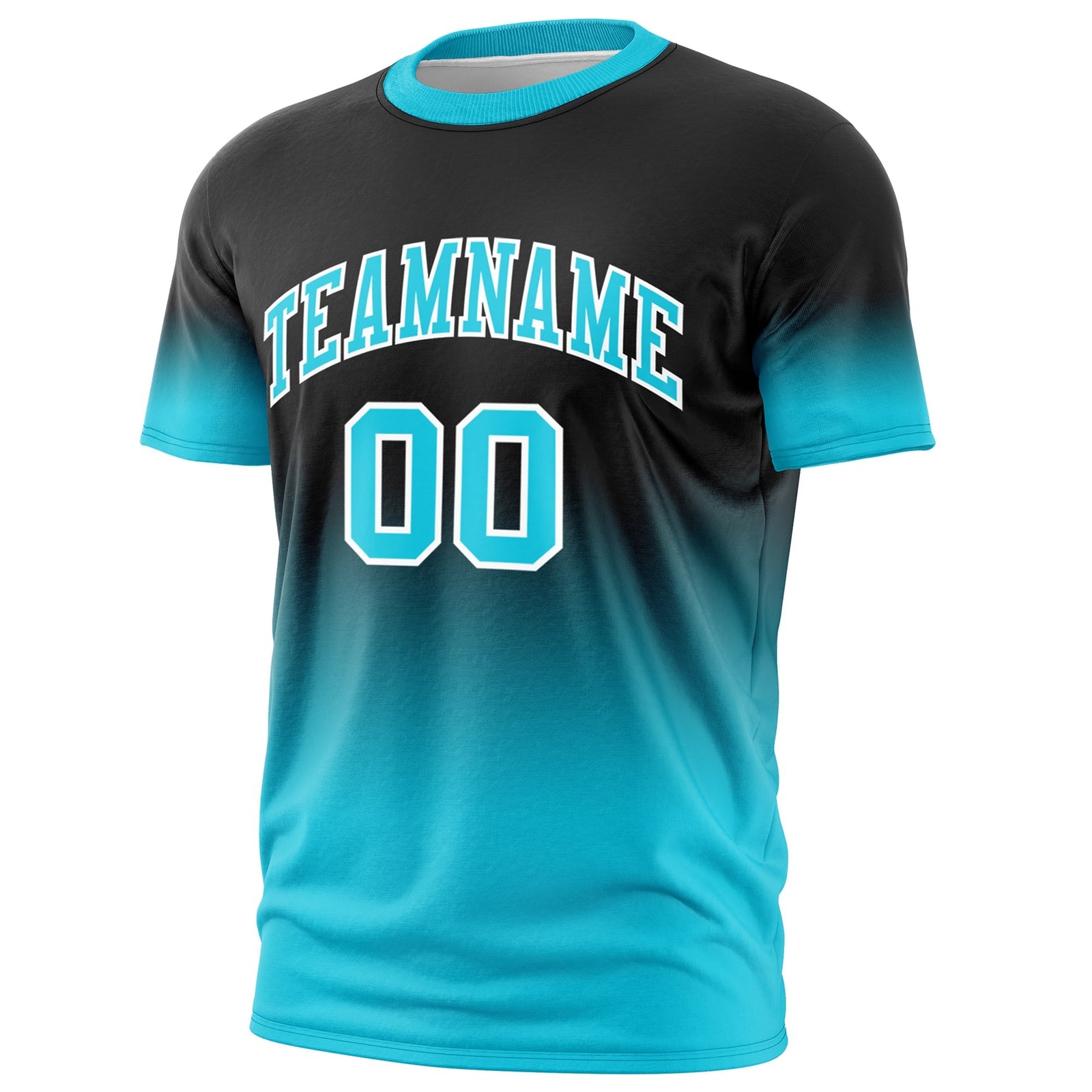 Custom Black Sky Blue White Gradient Fashion Lightweight T-shirt| KXKSHOP