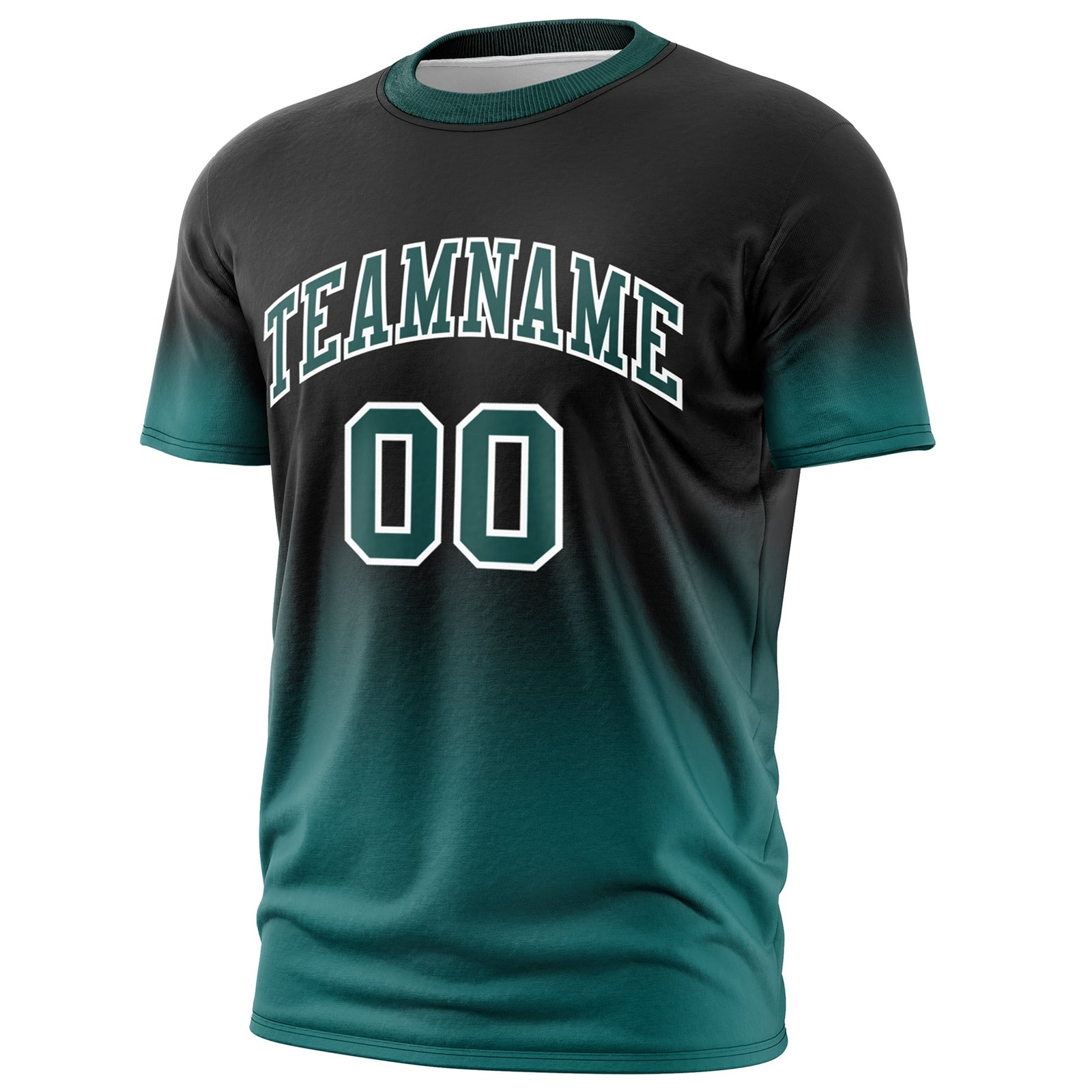 Custom Black Teal White Gradient Fashion Quick Dry T-shirt| KXKSHOP