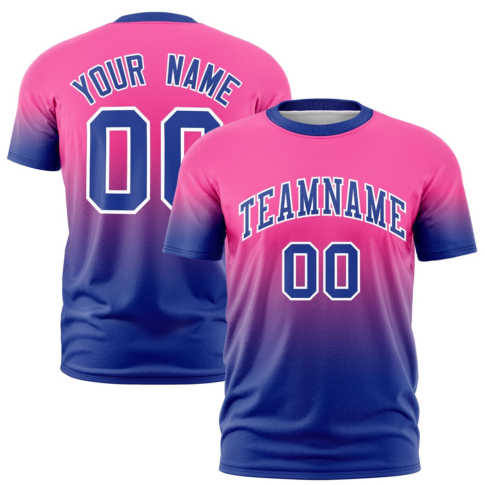 Custom Pink Royal Blue White Gradient Fashion Lightweight T-shirt| KXKSHOP