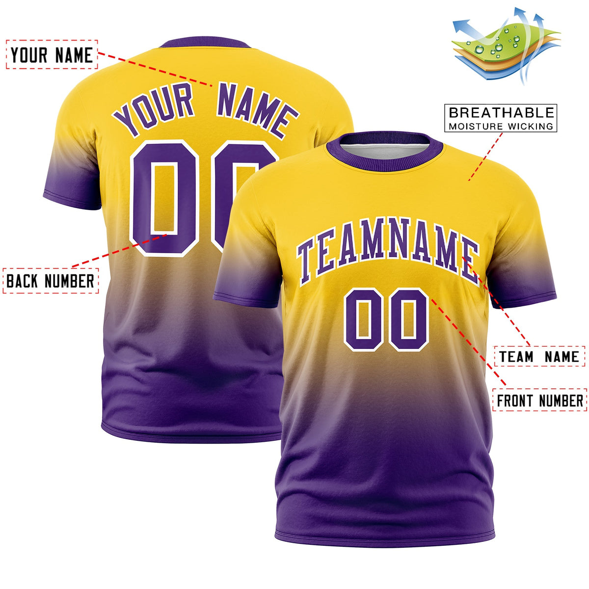 Custom Gold Purple White Gradient Fashion Lightweight T-shirt| KXKSHOP
