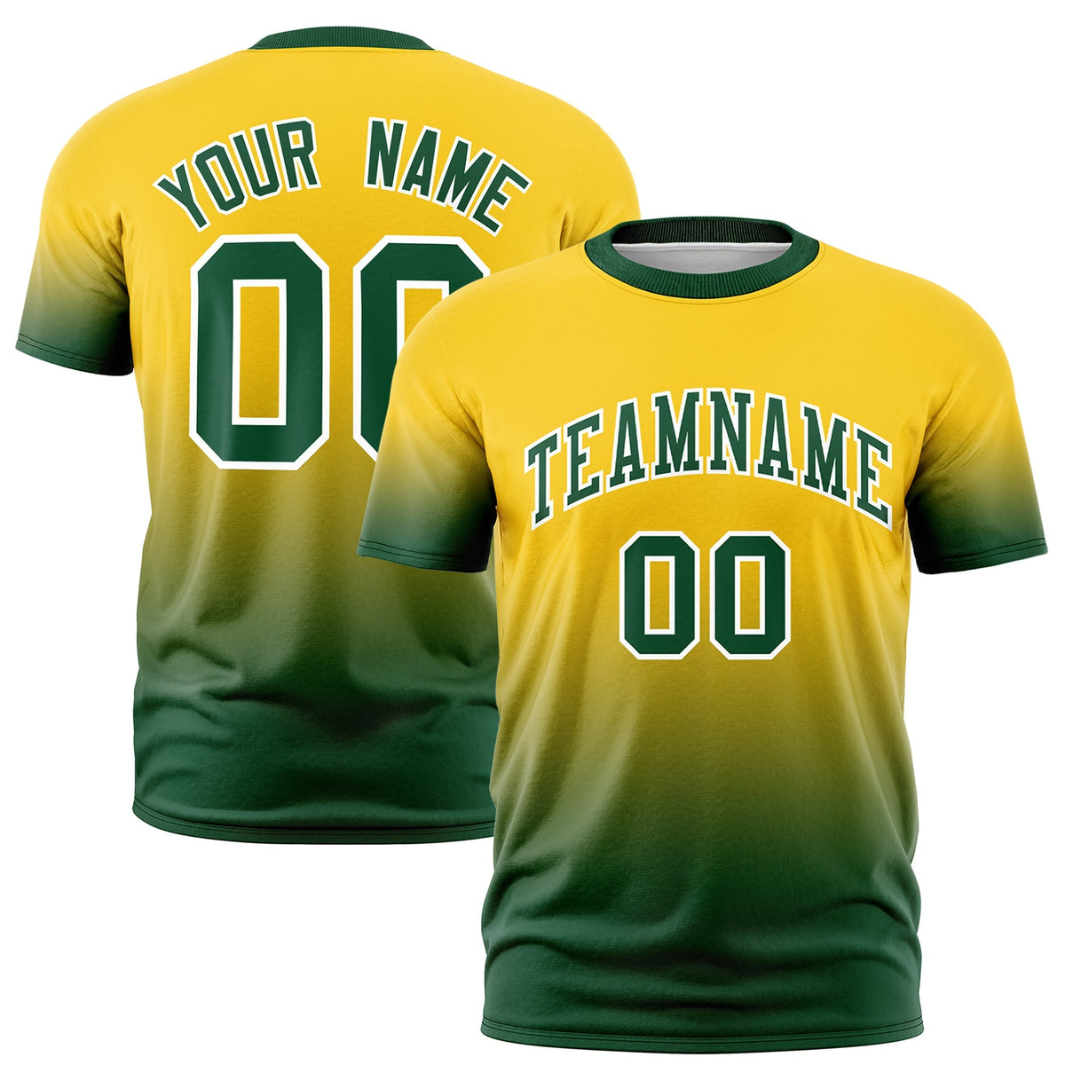 Custom Gold Green White Gradient Fashion Quick Dry T-shirt| KXKSHOP