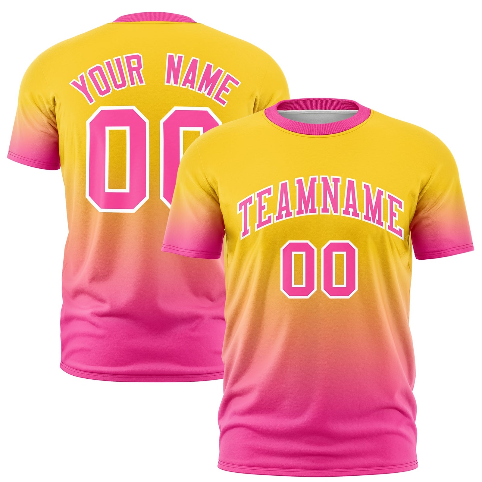 Custom Gold Pink White Gradient Fashion Quick Dry T-shirt| KXKSHOP