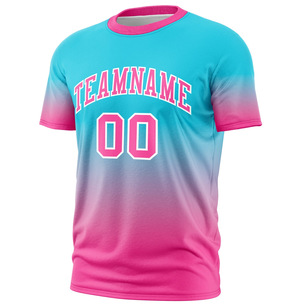 Custom Sky Blue Pink White Gradient Fashion Lightweight T-shirt| KXKSHOP