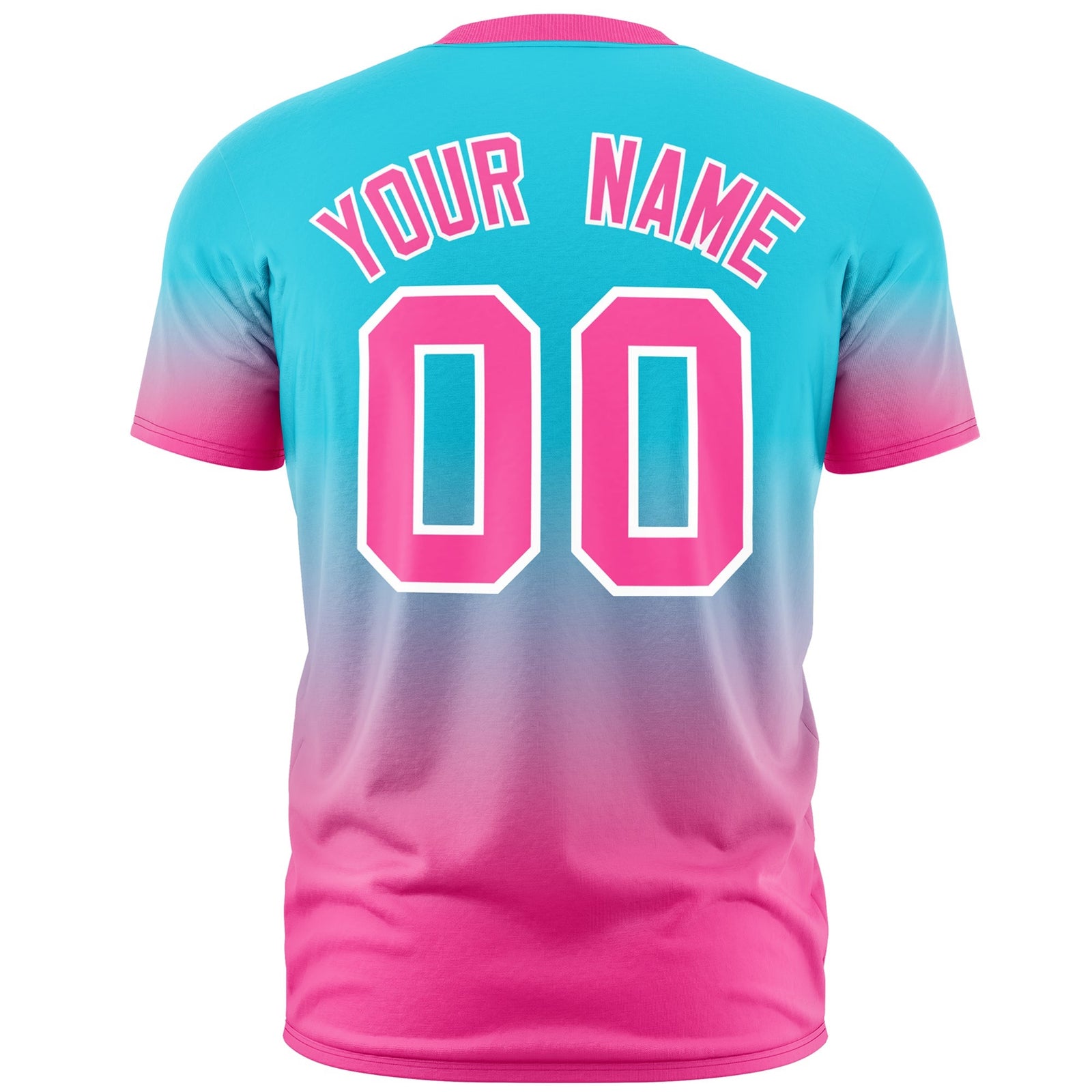 Custom Sky Blue Pink White Gradient Fashion Lightweight T-shirt| KXKSHOP