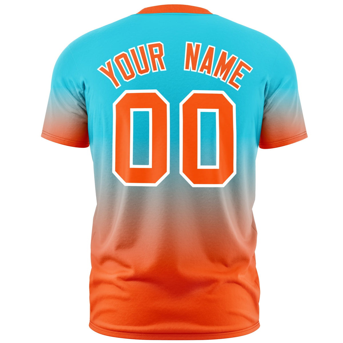 Custom Sky Blue Orange White Gradient Fashion Lightweight T-shirt| KXKSHOP