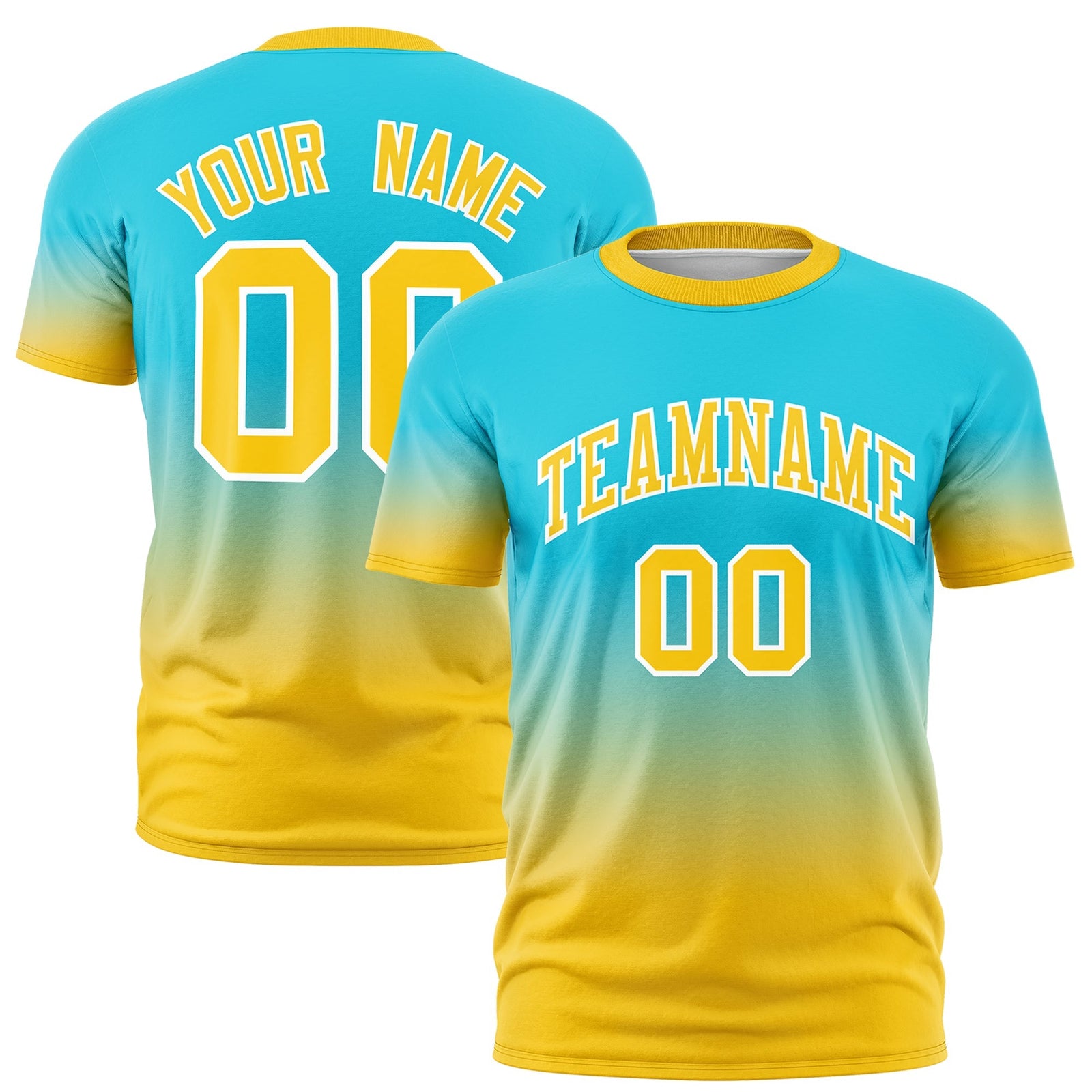 Custom Sky Blue Gold White Gradient Fashion Quick Dry T-shirt| KXKSHOP