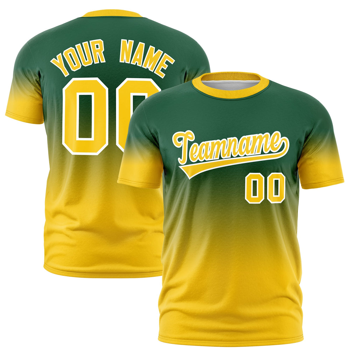 Custom Green Gold White Gradient Fashion Quick Dry T-shirt| KXKSHOP