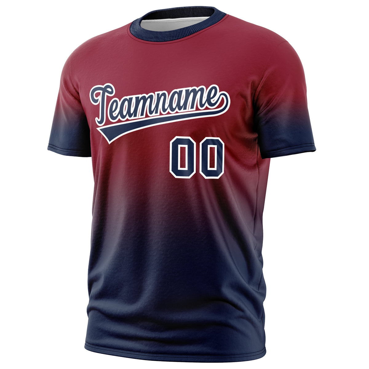 Custom Crimson Navy White Gradient Fashion Lightweight T-shirt| KXKSHOP
