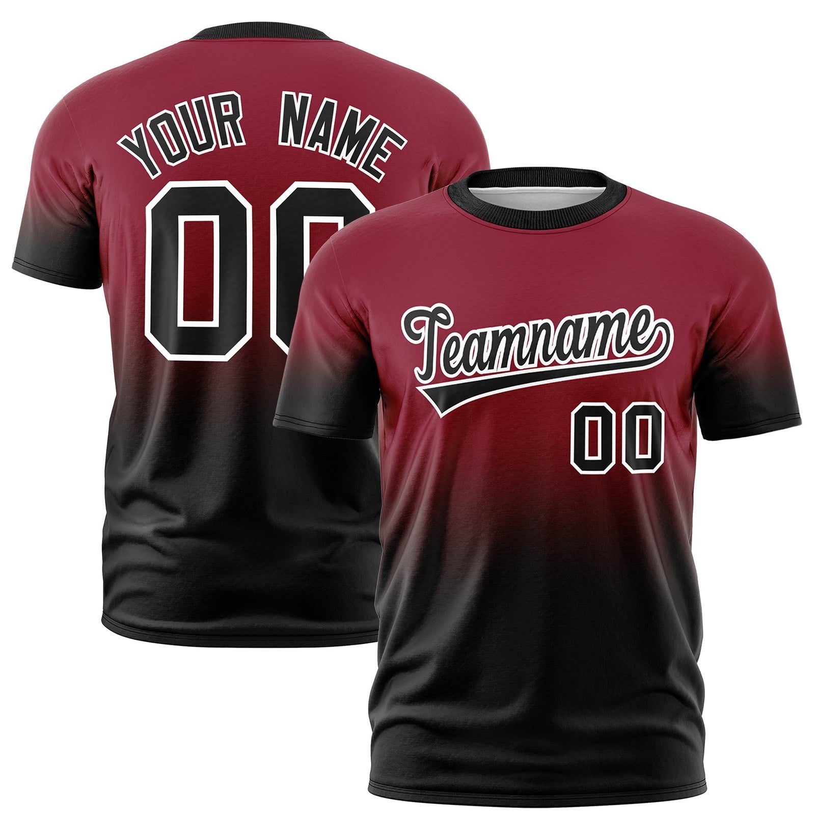 Custom Crimson Black White Gradient Fashion Quick Dry T-shirt| KXKSHOP