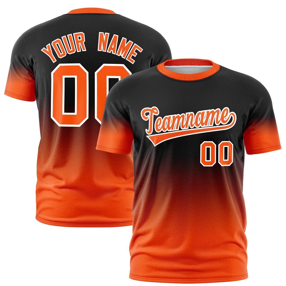 Custom Black Orange White Gradient Fashion Lightweight T-shirt| KXKSHOP