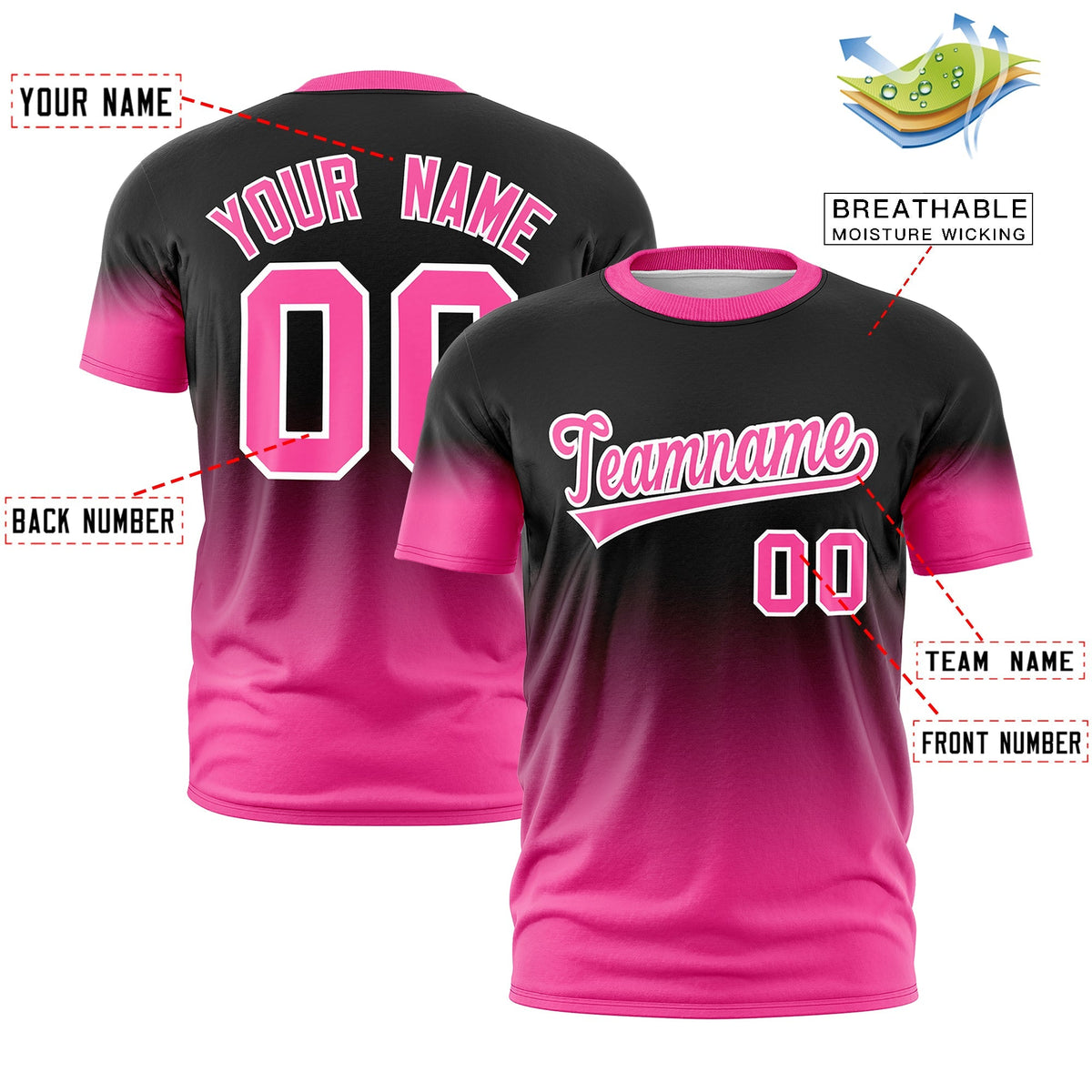 Custom Black Pink White Gradient Fashion Lightweight T-shirt| KXKSHOP