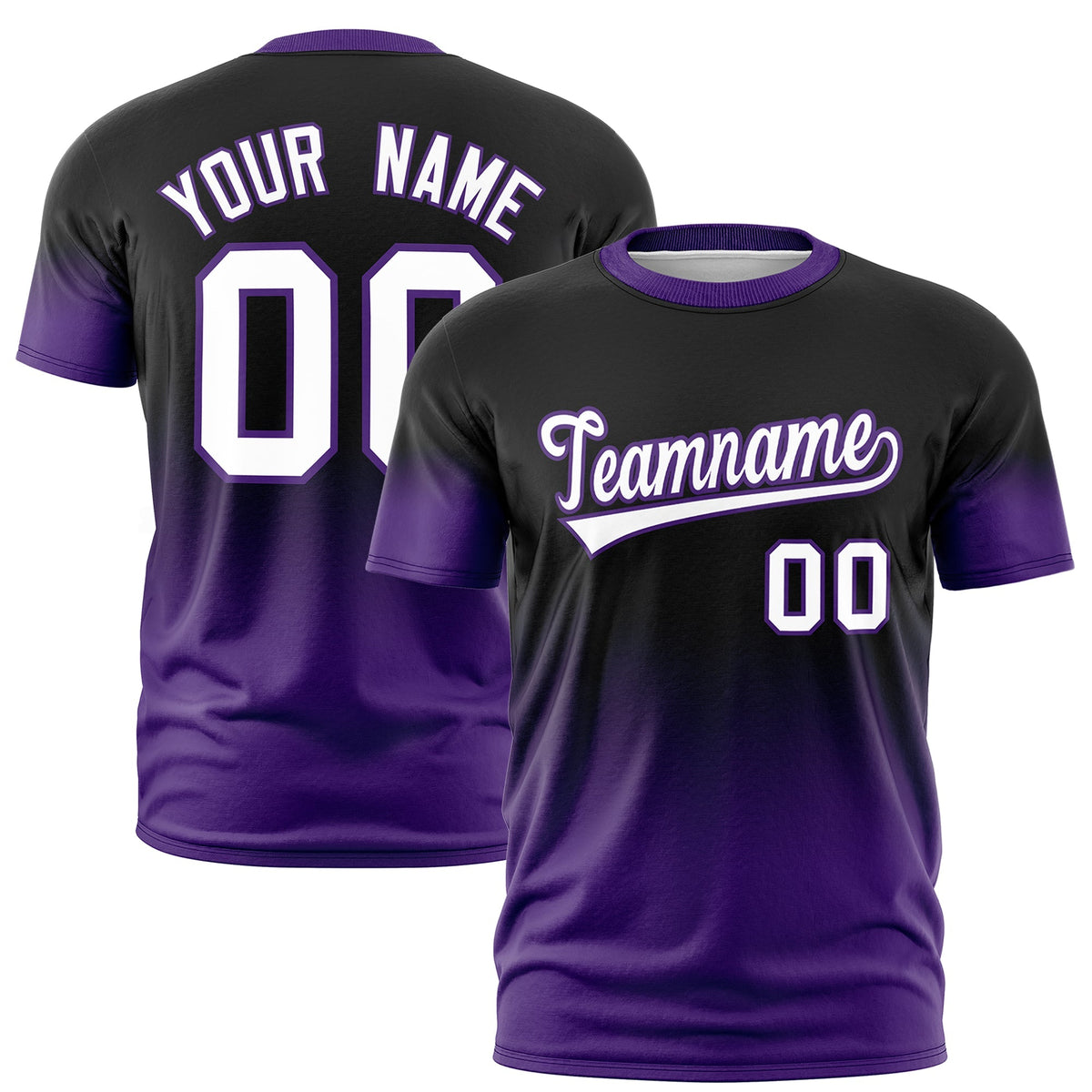 Custom Black White Purple Gradient Fashion Quick Dry T-shirt| KXKSHOP