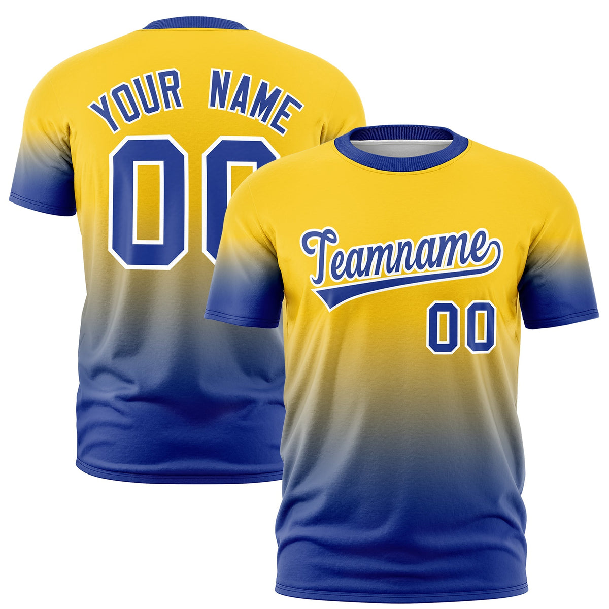 Custom Gold Royal Blue White Gradient Fashion Quick Dry T-shirt| KXKSHOP
