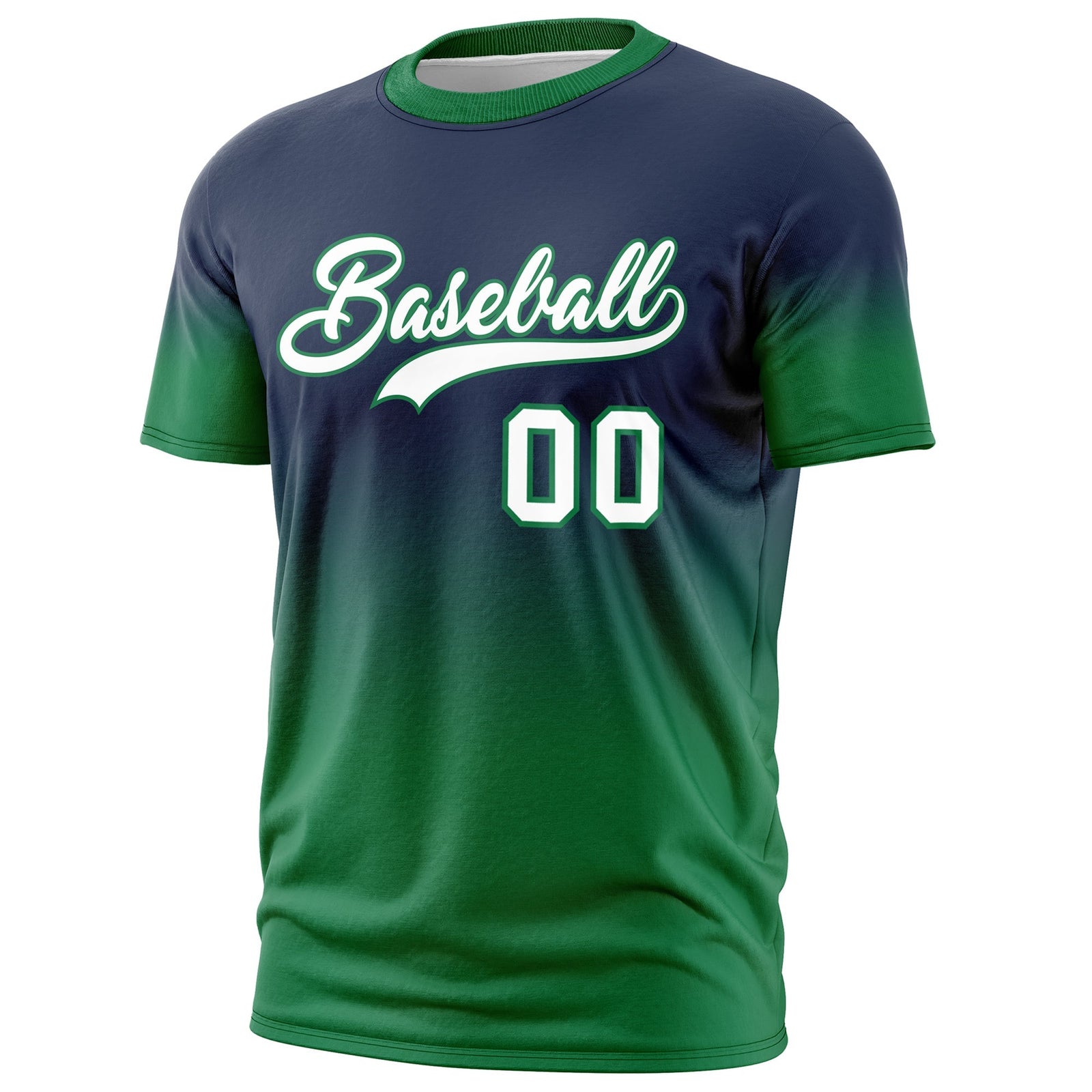 Custom Navy White Kelly Green Gradient Fashion Lightweight T-shirt| KXKSHOP