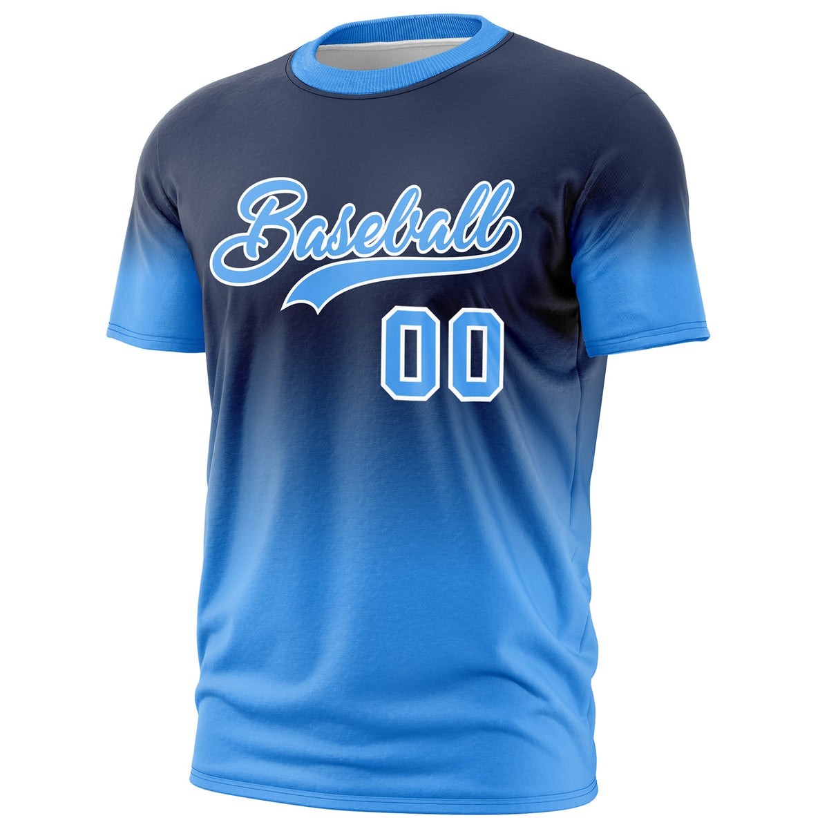 Custom Navy Powder Blue White Gradient Fashion Lightweight T-shirt| KXKSHOP
