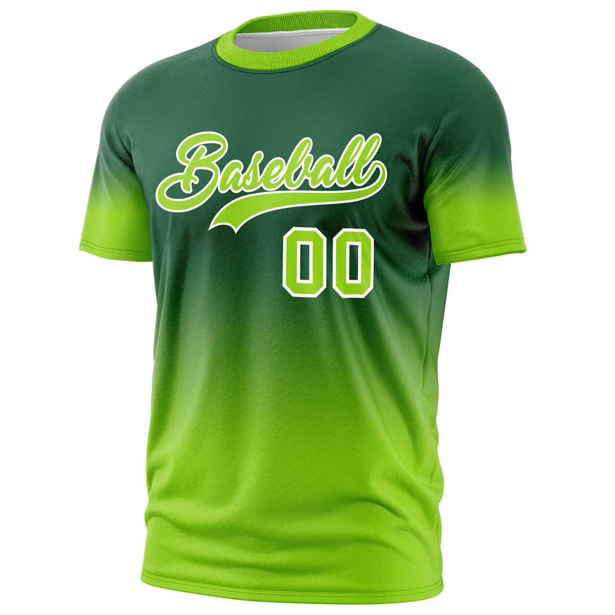 Custom Green Neon Green White Gradient Fashion Lightweight T-shirt| KXKSHOP