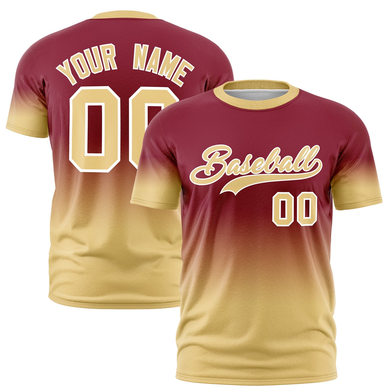 Custom Crimson Khaki White Gradient Fashion Quick Dry T-shirt| KXKSHOP