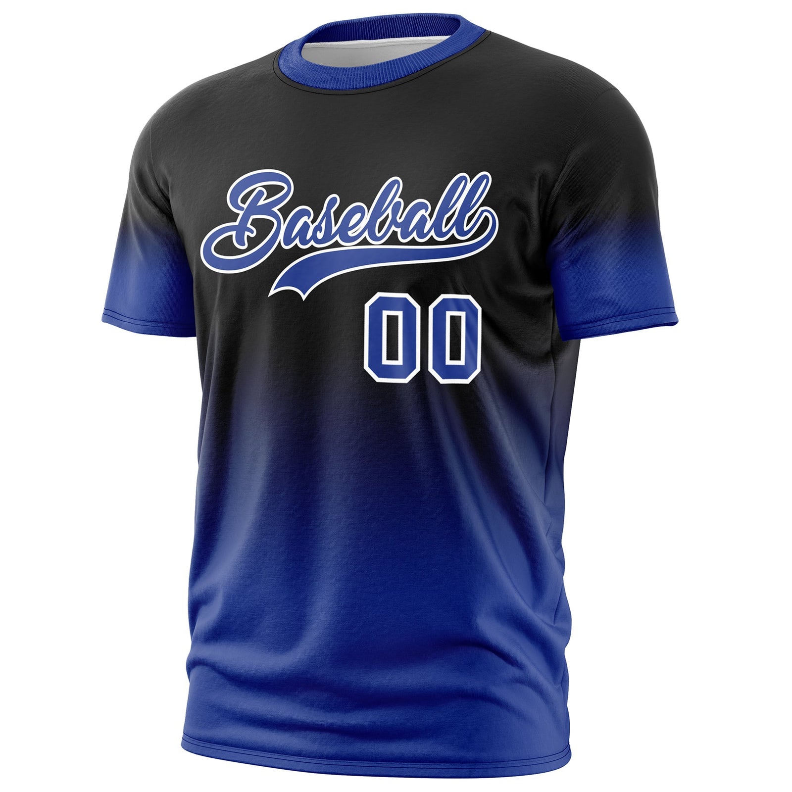 Custom Black Royal Blue White Gradient Fashion Lightweight T-shirt| KXKSHOP