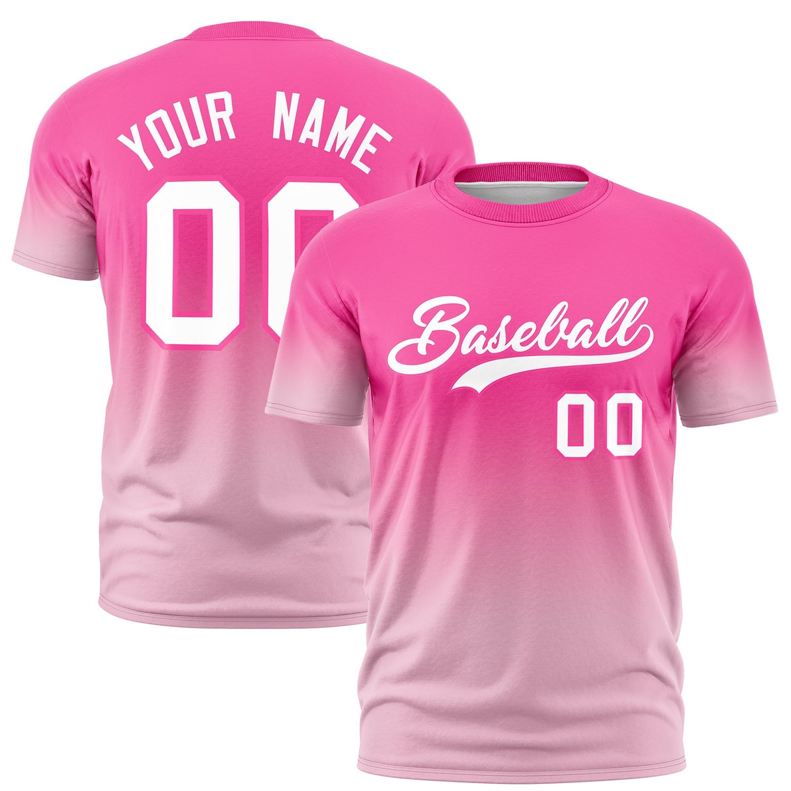Custom White Pink Gradient Fashion Lightweight T-shirt| KXKSHOP