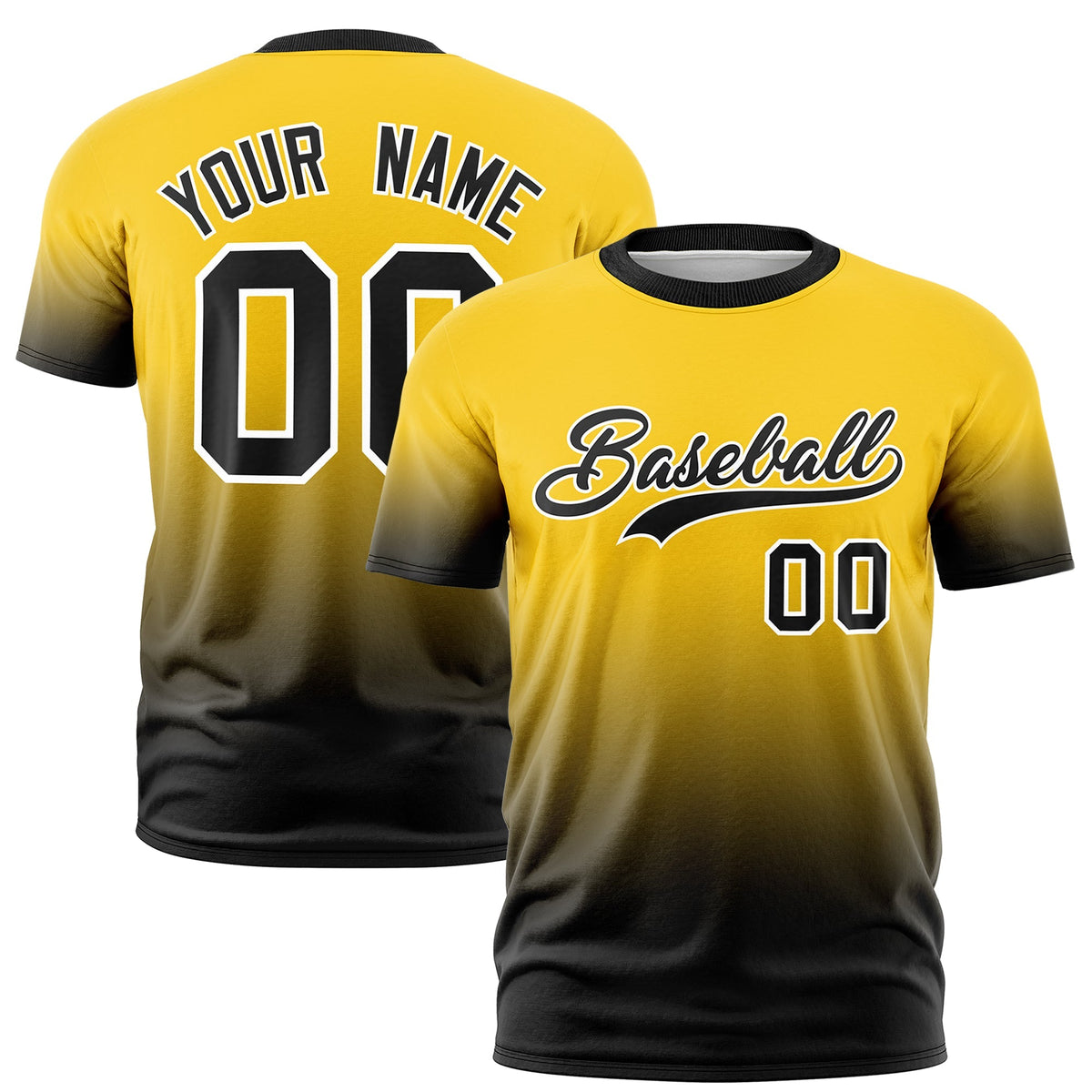 Custom Gold Black White Gradient Fashion Quick Dry T-shirt| KXKSHOP