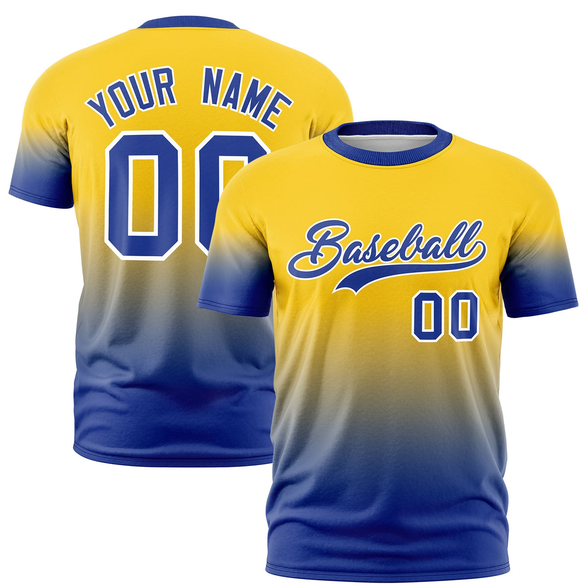 Custom Gold Royal Blue White Gradient Fashion Quick Dry T-shirt| KXKSHOP