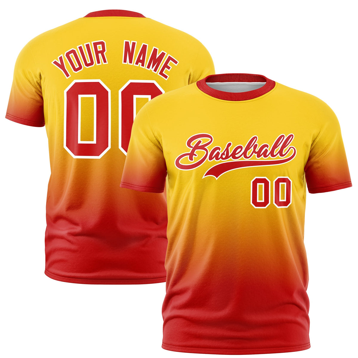Custom Gold Red White Gradient Fashion Lightweight T-shirt| KXKSHOP