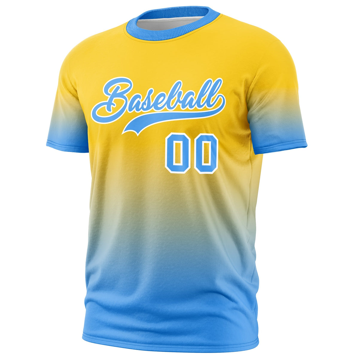 Custom Gold Powder Blue White Gradient Fashion Lightweight T-shirt| KXKSHOP