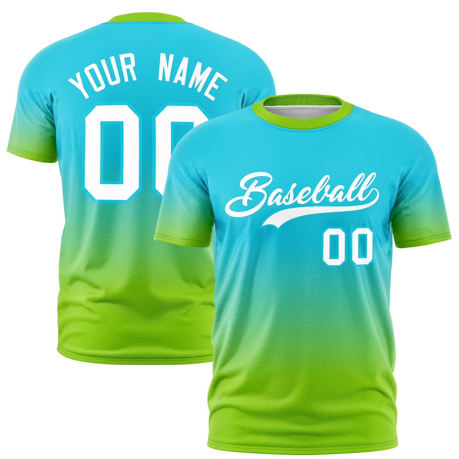 Custom Sky Blue White Gradient Fashion Quick Dry T-shirt| KXKSHOP
