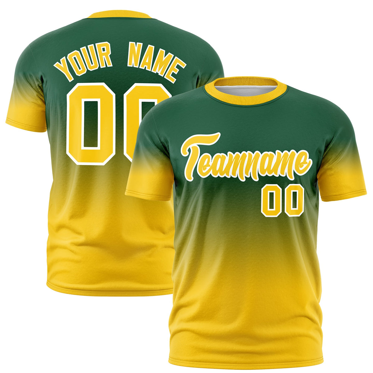 Custom Green Gold White Gradient Fashion Quick Dry T-shirt| KXKSHOP