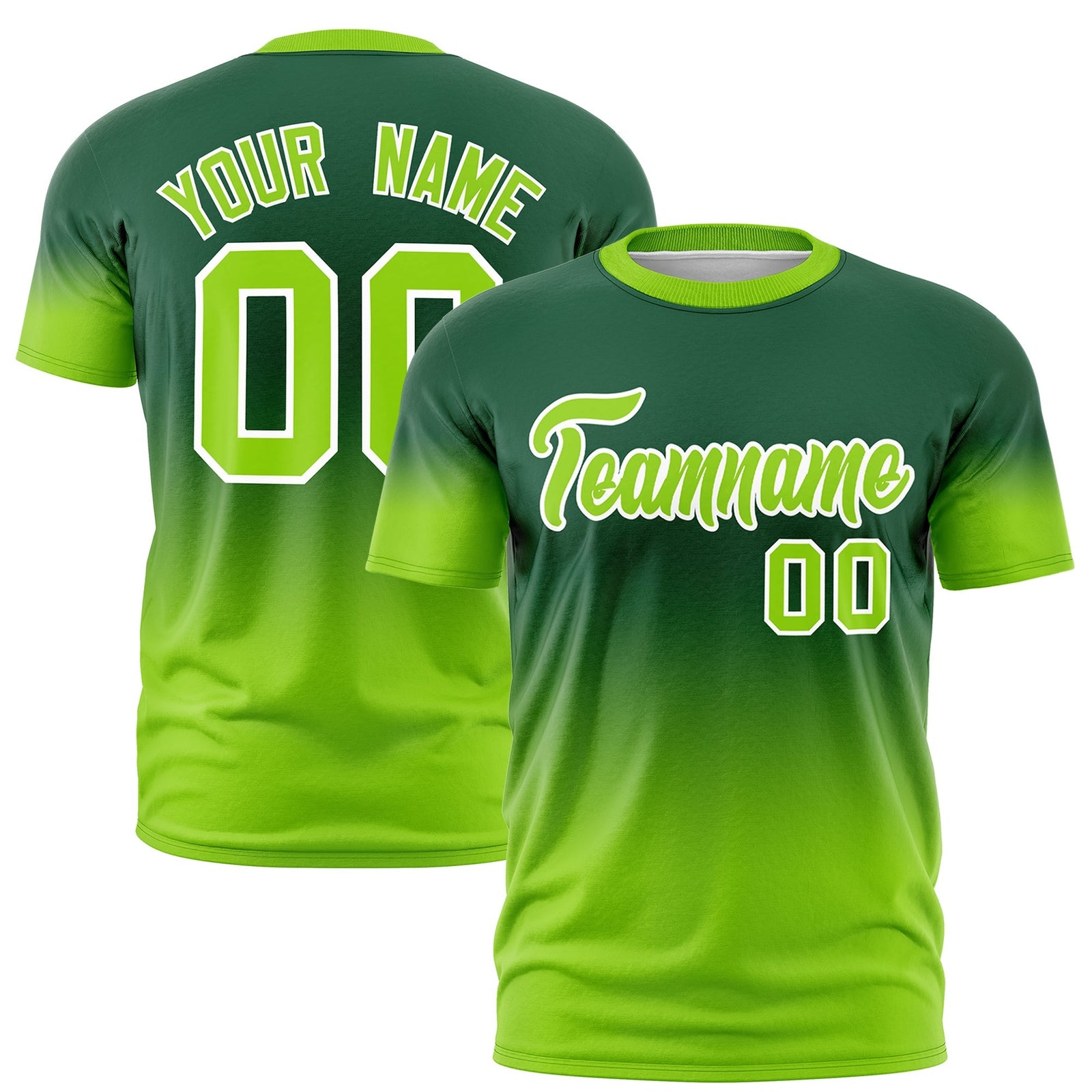 Custom Green Neon Green White Gradient Fashion Lightweight T-shirt| KXKSHOP