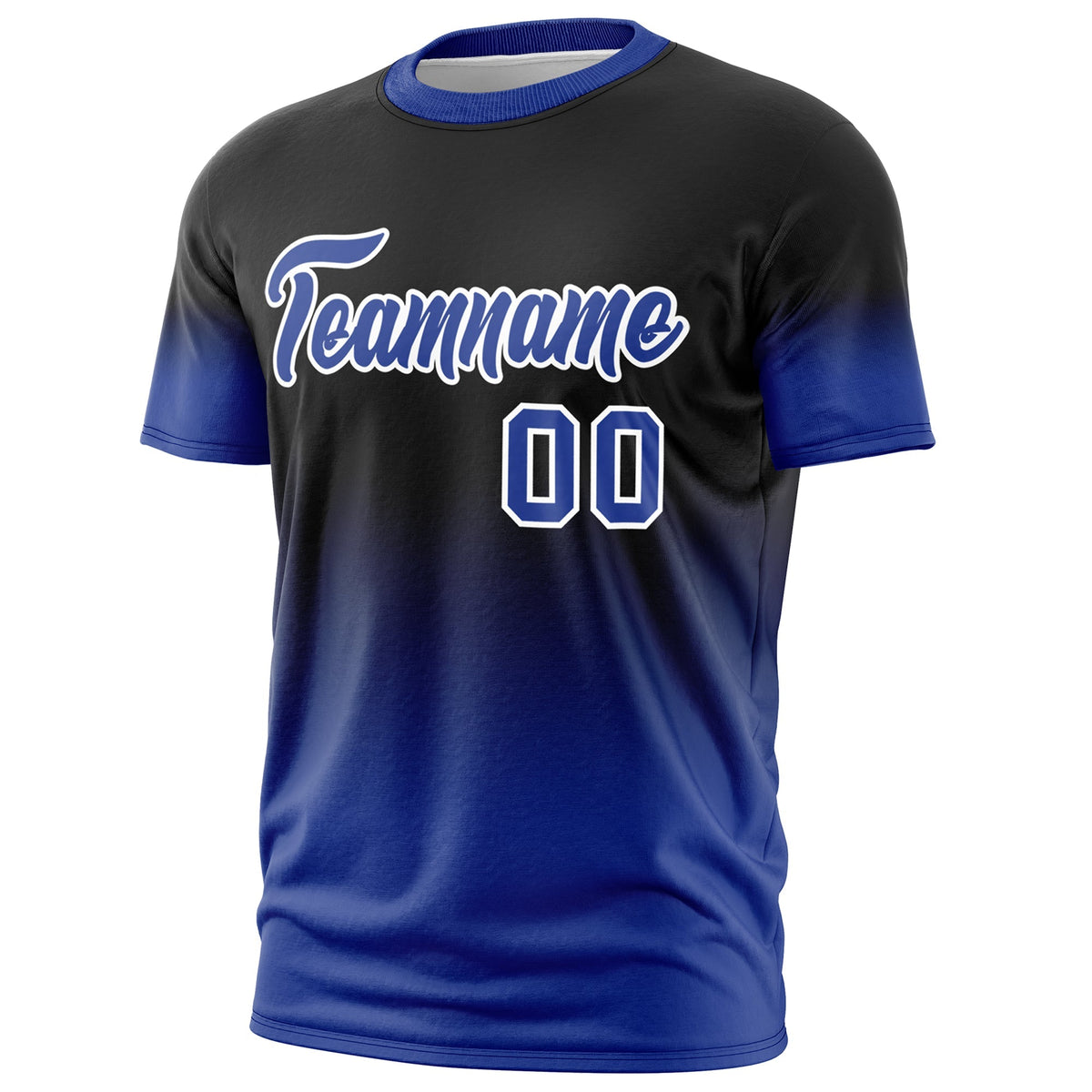 Custom Black Royal Blue White Gradient Fashion Lightweight T-shirt| KXKSHOP